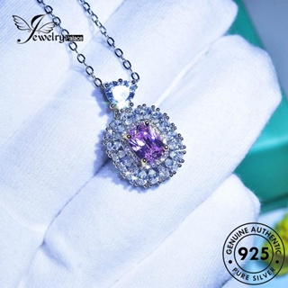 Jewelrypalace สร้อยคอเงิน 925 ประดับเพชรคริสตัล ทรงสี่เหลี่ยม สีชมพู แฟชั่น สําหรับผู้หญิง N441