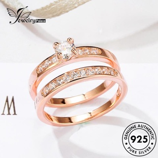 Jewelrypalace แหวนเงิน 925 ประดับเพชรโมอิส สีทอง แฟชั่นคู่รัก R1214