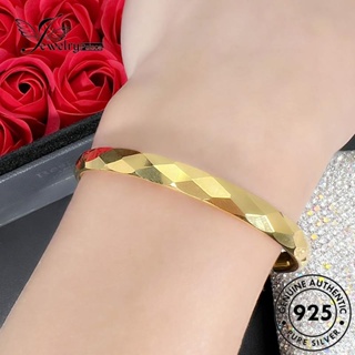 Jewelrypalace สร้อยข้อมือเงิน 925 ประดับเพชร ทรงสี่เหลี่ยม สีทอง สําหรับผู้หญิง B686