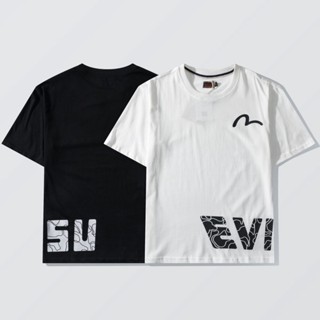 Evisu เสื้อยืดคอกลม พิมพ์ลายแบรนด์ Fushen ทรงหลวม สไตล์ญี่ปุ่น เหมาะกับฤดูร้อน สําหรับผู้ชาย และผู้หญิง