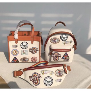 COACH CA137 กระเป๋าเป้ผู้หญิง/รูปแบบ/กระเป๋านักเรียนมัลติฟังก์ชั่น/กระเป๋านักเรียน/ขนาดเล็ก/หนังวัว