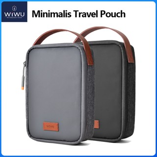 Wiwu Minimalis Travel Pouch Travel Organizer Pouch กระเป๋าจัดระเบียบเทคโนโลยีกันน้ำสองชั้นพร้อมที่จับสำหรับ Apple Pencil, ฮาร์ดไดรฟ์, โทรศัพท์, USB, การ์ด SD, สายเคเบิล