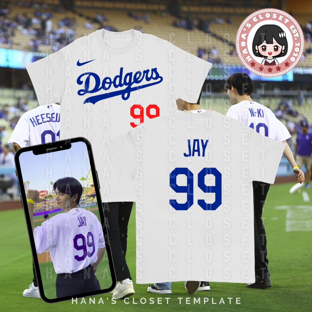 QS【hot tshirts】Enhypen Dodgers Jersey Number เสื้อยืดแรงบันดาลใจที่กำหนดเอง2022