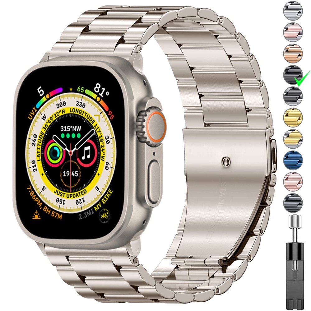 สายนาฬิกา applewatch โลหะผสมไทเทเนี่ยมสำหรับ Apple Watch Band Ultra 45mm 44mm 49mm 41mm 40mm สร้อยข้อมือโลหะ iwatch Seri