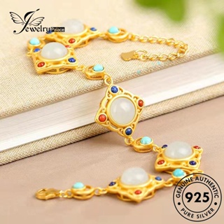 Jewelrypalace แท้ สร้อยข้อมือเงิน 925 สไตล์หยก สําหรับผู้หญิง B579