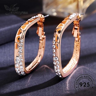 Jewelrypalace ต่างหูห่วงทอง 925 ประดับเพชร ทรงกลม สีเงิน สําหรับผู้หญิง E984