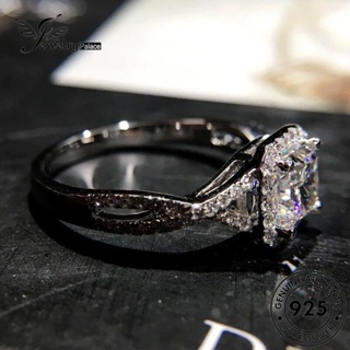 Jewelrypalace แหวนเงิน 925 ประดับเพชรโมอิส ทรงสี่เหลี่ยม แฟชั่น สําหรับผู้หญิง R542