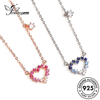 Jewelrypalace สร้อยคอทอง 925 ประดับเพชรคริสตัล รูปหัวใจ สีชมพู สีเงิน ของแท้ แฟชั่นสําหรับผู้หญิง N123