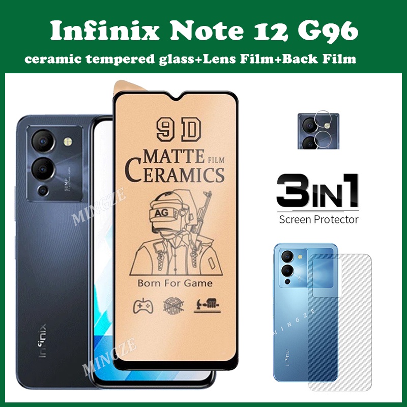 (3 In 1) ฟิล์มกระจกนิรภัยกันรอยหน้าจอ เซรามิค ฟิล์มกล้อง ฟิล์มด้านหลัง สําหรับ infinix Note 12 G96 Hot 30i 20S 20 Play Smart 7 6 HD Tecno Spark GO 2023 Tecno Spark 10 Pro