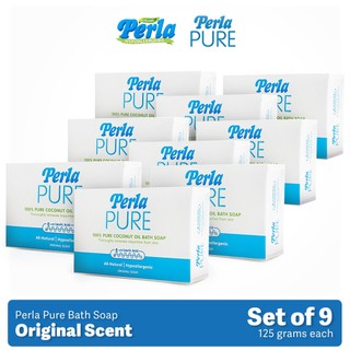 Perla Pure Bar – Natural Bath Soap Set of 9 | Derma-tested, Hypoallergenic Soap Original Scent