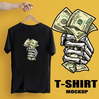 【เสื้อยืดใหม่】MOCKUP-SHIRT-MONEY PRINT DESIGN  cotton  asia size unisex  COD HIGH QUALITY PRINT