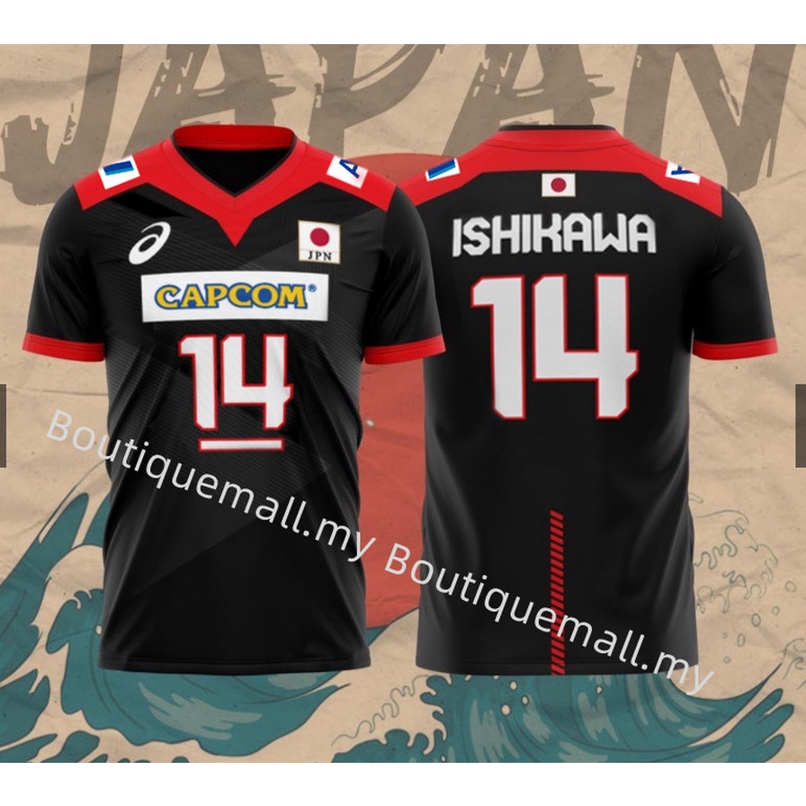 Men Jersey Tshirt Japan CAPCOM Men 's Volleyball Team Short Sleeves ISHIKAWA / R. Takahashi/nishida เสื ้ อเจอร ์ ซีย ์