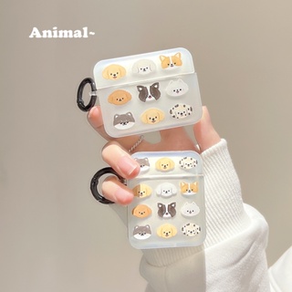 เคสหูฟังบลูทูธไร้สาย TPU นิ่ม ทรงสี่เหลี่ยม ลายสุนัข พร้อมตะขอ สําหรับ AirPods 1 2 3 Pro Pro2 AirPods 3 AirPods 2 Gen