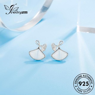 Jewelrypalace Ginkgo ต่างหูเงิน 925 ประดับหยก สําหรับผู้หญิง E319