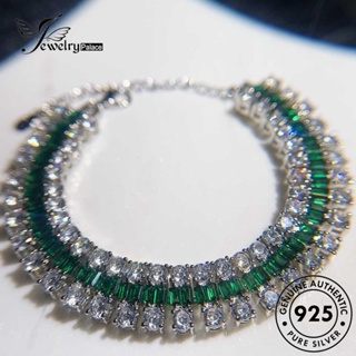 Jewelrypalace สร้อยข้อมือ เงินมรกต 925 ประดับเพชร ทรงสี่เหลี่ยม สําหรับผู้หญิง B550