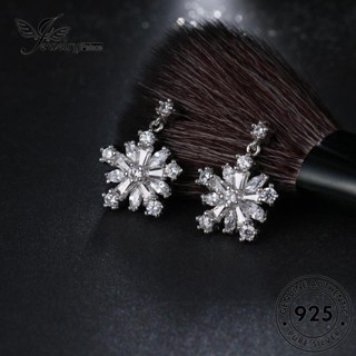 Jewelrypalace ต่างหูเงิน 925 รูปเกล็ดหิมะ ประดับเพชรโมอิส เครื่องประดับสตรี E734