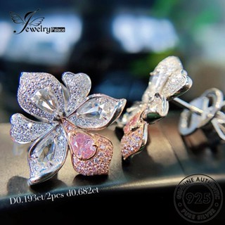 Jewelrypalace ต่างหูสตั๊ด เงิน 925 ประดับเพชรคริสตัล รูปกล้วยไม้ สีชมพู สําหรับผู้หญิง E848