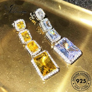 Jewelrypalace Citrine ต่างหูสตั๊ด เงิน 925 ทรงสี่เหลี่ยม สําหรับผู้หญิง E918