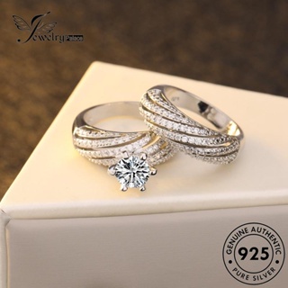 Jewelrypalace แหวนเงิน 925 ประดับเพชรโมอิส แนวสร้างสรรค์ สําหรับคู่รัก R872