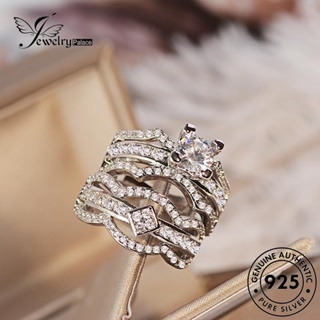 Jewelrypalace แหวนเงิน 925 ประดับเพชรโมอิส เครื่องประดับแฟชั่น R1424