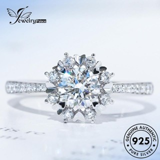 Jewelrypalace แหวนเงิน 925 รูปเกล็ดหิมะ ประดับเพชร โมอิส แฟชั่น สําหรับผู้หญิง R1072