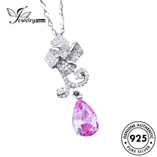 Jewelrypalace สร้อยคอเงิน 925 จี้คริสตัล รูปดอกไม้ ประดับเพชร สีชมพู แฟชั่น สําหรับผู้หญิง N1607