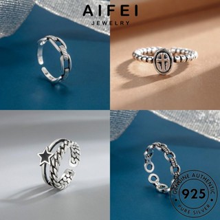 AIFEI JEWELRY เครื่องประดับ วินเทจ 925 เกาหลี ผู้หญิง เงิน แหวน เครื่องประดับ Silver ต้นฉบับ แฟชั่น แท้ M042