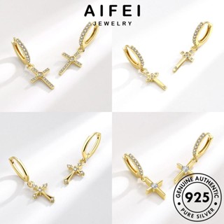 AIFEI JEWELRY ตุ้มหู เครื่องประดับ เครื่องประดับ มอยส์ซาไนท์โกลด์ เงิน ผู้หญิง 925 ต้นฉบับ หนีบ ห่วง แฟชั่น เกาหลี ข้ามง่าย แท้ ต่างหู Silver M093