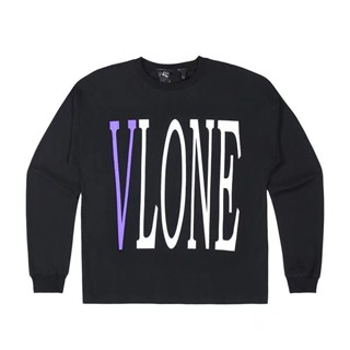 Vlone STAPL เสื้อกันหนาว คอกลม แขนยาว ทรงหลวม สีม่วง สไตล์ฮิปฮอป สําหรับผู้หญิง