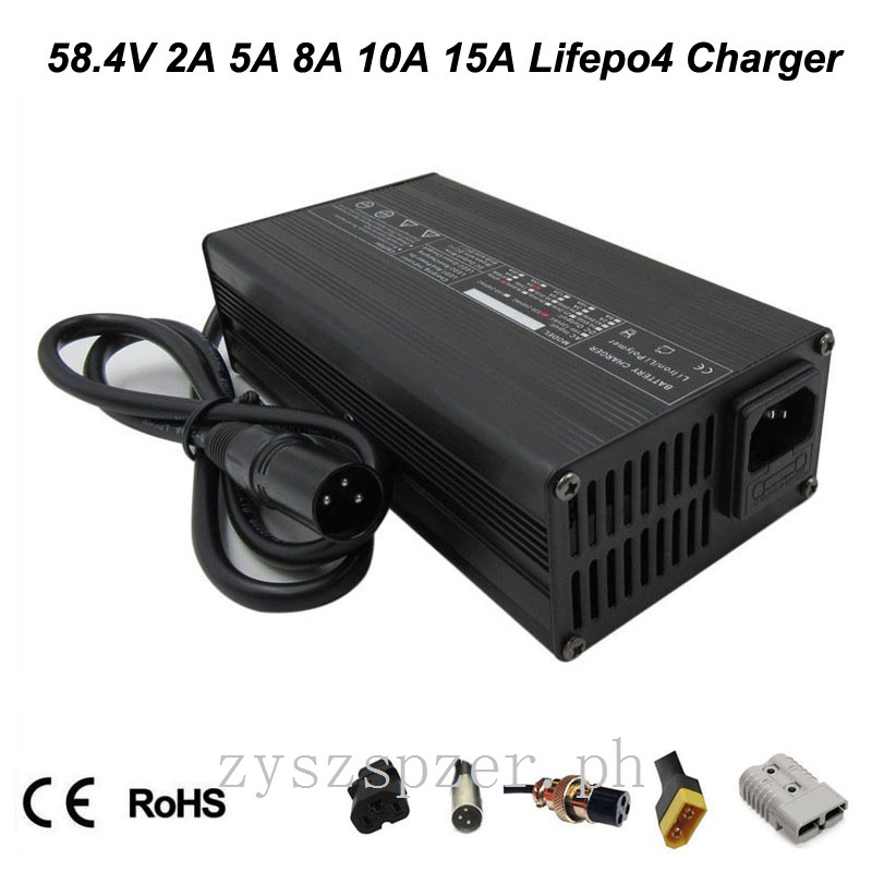 58.4V 2A 5A LiFePO4 Ebike แบตเตอรี่ Charger 16S 48V 10A 8A 15A LFP สําหรับ 51.2V ไฟฟ้าจักรยานสกู๊ตเต
