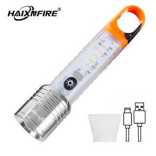 Haixnfire S77 ไฟฉาย LED มัลติฟังก์ชั่น ชาร์จ USB สําหรับตั้งแคมป์