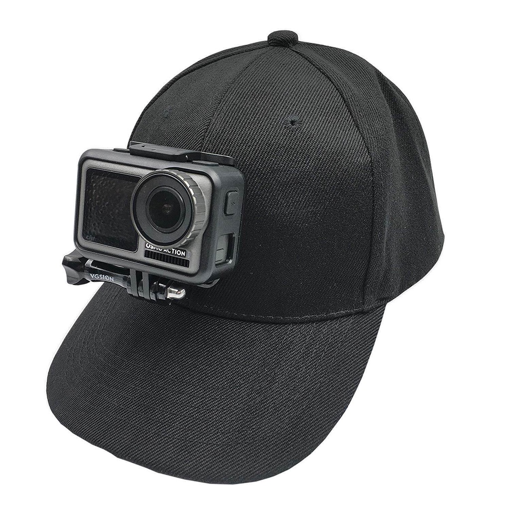 หมวกเบสบอลหมวกบังแดดพร้อมหัวเข็มขัดสําหรับ DJI Action 5PRO/4/3 OSMO Pocket 3/ 2/insta360 X3/X 4 X5/ONE R/RS GoPro อุปกรณ์เสริมสําหรับกล้องสําหรับชาย,สีดํา
