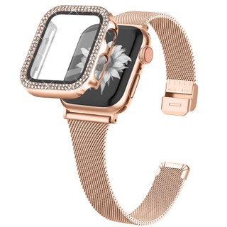 เคสเพชร พร้อมสายคล้อง สําหรับ iWatch band 45 มม. 41 มม. iWatch 44 มม. 40 มม. 38 มม. 42 มม. Series SE 8 7 6 5 4 3