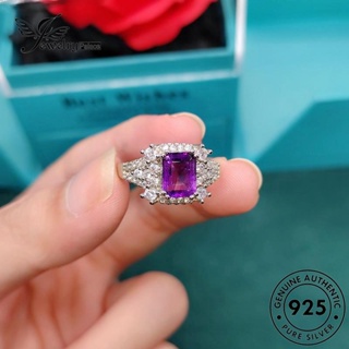 Jewelrypalace แหวนเงิน 925 ประดับเพชร อเมทิสต์ ทรงสี่เหลี่ยม เรียบง่าย สําหรับผู้หญิง R2189