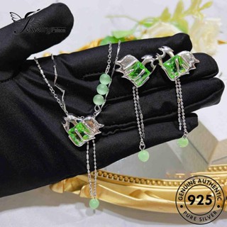 Jewelrypalace ชุดสร้อยคอเงิน 925 S227 จี้รูปหัวใจมรกต สําหรับผู้หญิง