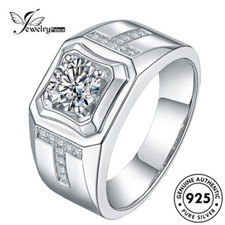 Jewelrypalace แหวนเงิน 925 ประดับเพชรโมอิส ลายตัวอักษร แฟชั่น สําหรับผู้ชาย R519