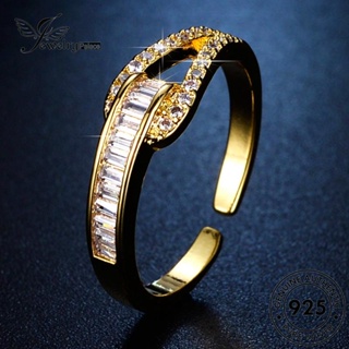 Jewelrypalace แหวนเพชรโมอิส เงิน 925 ทรงเรขาคณิต สีทอง เรียบง่าย สําหรับผู้หญิง R146