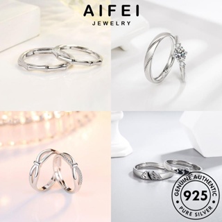 AIFEI JEWELRY คู่รัก ต้นฉบับ มอยส์ซาไนท์ไดมอนด์ 925 Silver เครื่องประดับ เรียบง่าย แฟชั่น เงิน แหวน เครื่องประดับ เกาหลี แท้ M062