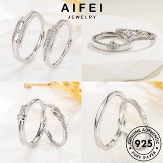 AIFEI JEWELRY เครื่องประดับ เงิน แหวน เกาหลี คู่รัก มอยส์ซาไนท์ไดมอนด์ 925 Silver เครื่องประดับ เรียบง่าย ต้นฉบับ แท้ แฟชั่น M064