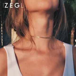 Zengliuchoker สร้อยคอกระดูกงู ผู้หญิง สั้น กระดูกไหปลาร้า โซ่ เรียบง่าย สร้อยคอคอ เครื่องประดับคอ เกาหลี