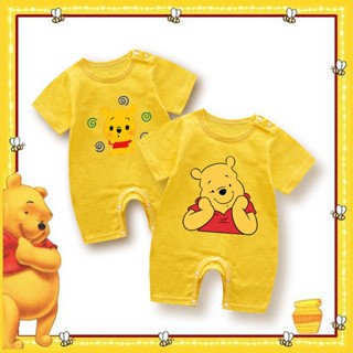 Winnie The Pooh ชุดจั๊มสูท ผ้าฝ้าย ลายการ์ตูนหมีพูห์ สําหรับเด็กทารกแรกเกิด 40W8