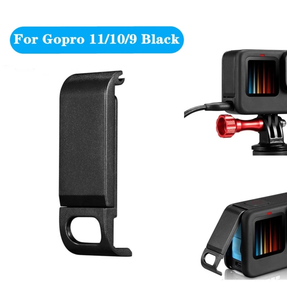 ฝาครอบแบตเตอรี่สําหรับ GoPro Hero 11 10 9 สีดําที่ถอดออกได้แบตเตอรี่ฝาปิดประตู Type-C ชาร์จพอร์ตด้านข้างสําหรับ GoPro อุปกรณ์เสริม