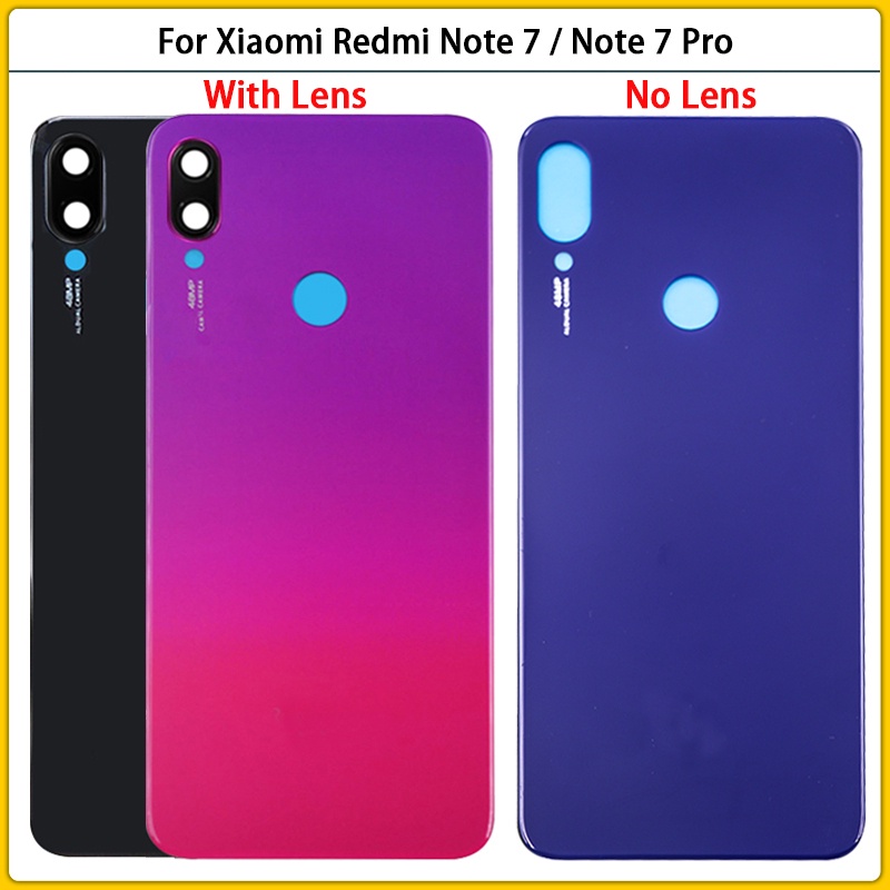 สําหรับ Xiaomi Redmi Note7 / Note 7 Pro ฝาหลังแบตเตอรี่ 三维 แผงกระจกด้านหลังกระจกกระจกกรณีกาว + เลนส์กล้องเปลี่ยน