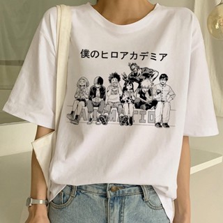 เสื้อยืดลําลองสําหรับสตรีแขนสั้นพิมพ์ลาย My Hero Academia ทรงหลวมขนาดพลัส_02