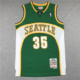 【5 สไตล์】เสื้อกีฬาบาสเก็ตบอล ลาย NBA Seattle Super Sonics No.35 DURANT สไตล์เรโทร สีเขียว