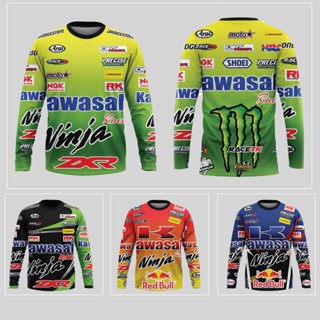 เสื้อกีฬาแขนยาว ลาย Kawasaki สําหรับขี่รถจักรยานยนต์