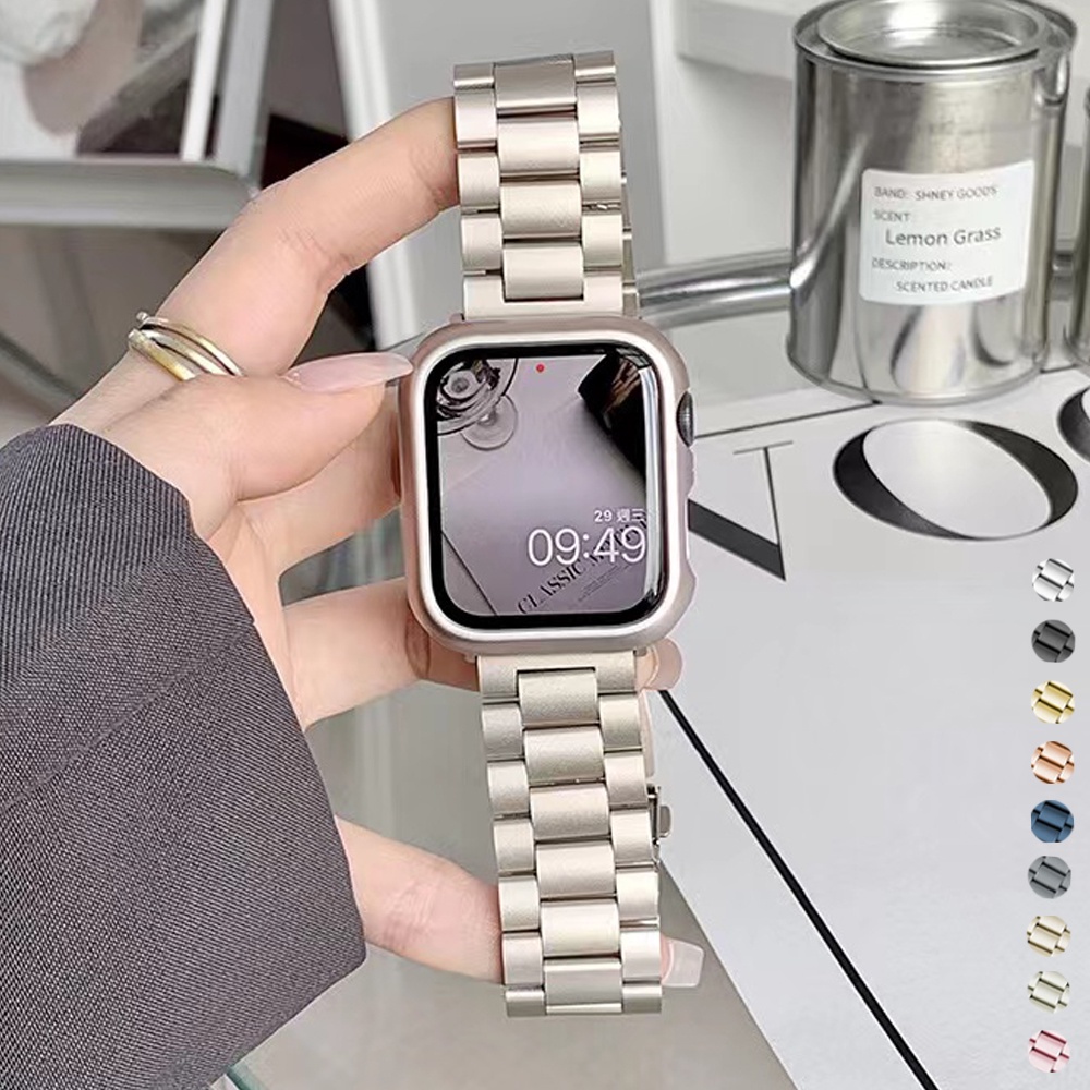 สายนาฬิกา applewatch สร้อยข้อมือสแตนเลสสำหรับ Apple Watch Ultra 49mm 8 7 41mm 45mm สำหรับ iWatch 6 3 4 5 se 2 1 40mm 38m