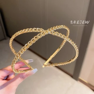 DREJEW ที่คาดผม รูปตัว X ประดับเพชร แต่งสายโซ่ สไตล์ใหม่ สําหรับผู้หญิง
