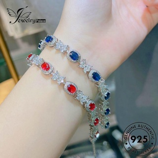 Jewelrypalace สร้อยข้อมือเงิน 925 ประดับเพชร ไพลิน ทรงกลม หรูหรา สําหรับผู้หญิง B580