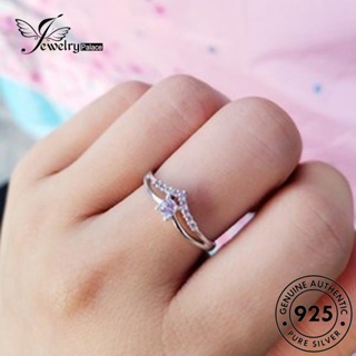 Jewelrypalace แหวนเงิน 925 ประดับเพชรโมอิส รูปตัว V ของแท้ แฟชั่นสําหรับผู้หญิง R122